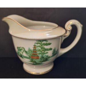 Narumi China Creamer Oriental Green Design